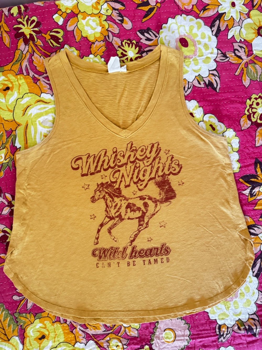 White Crow Mustard Yellow V-Neck Tank